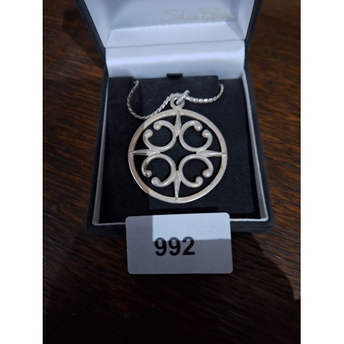 992 - Super Heavy 925 Silver Celtic Chain and Pendant