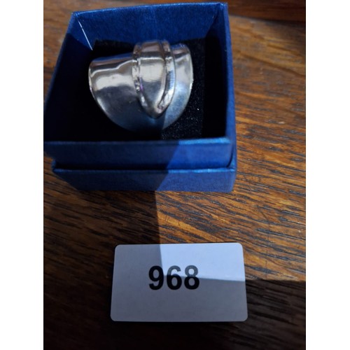 968 - Boxed Presented As Silver Ring Made From A Spoon (Mens Saddle)