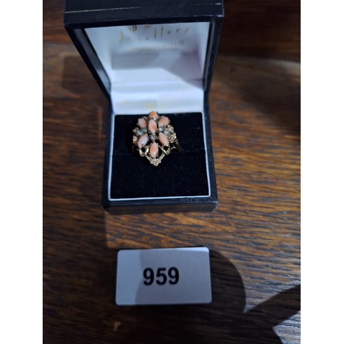 959 - Possible Gold (not tested) and Coral Antique Ring In A Box