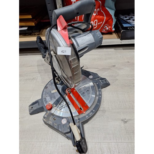 421 - Performance 1400W 210 Compound Mitre Saw In Working Order (not pat tested)