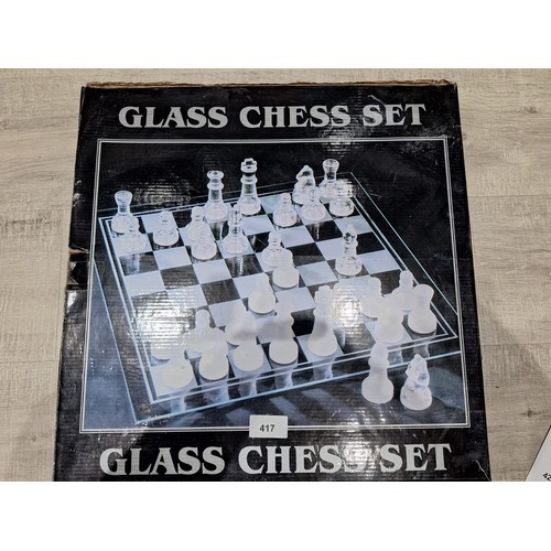 417 - Retro Glass Chess Set Complete In The box