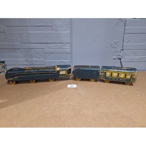 764 - Vintage/antique scratch built train hand painted +hand made