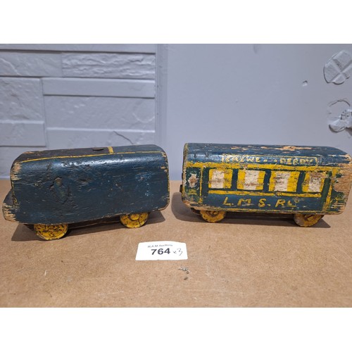 764 - Vintage/antique scratch built train hand painted +hand made