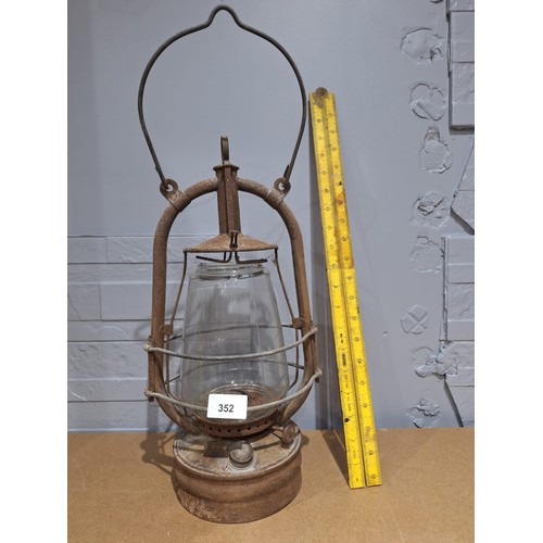 352 - Old Railway Lamp and a Vintage 2ft Wooden Rule