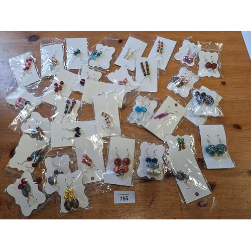 755 - Assortment of 30+ F+V new on card earrings