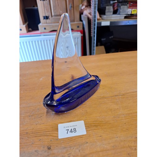 748 - Murano style art glass sail boat