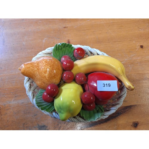 319 - Possible Capodimonte Majolica Fruit Basket From The 1960's No Marks