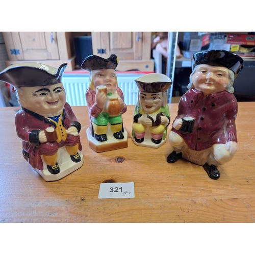 321 - Selection Of 4 Toby Jugs To Include Devon Moor, Artone Coachman, Keele and Avonware