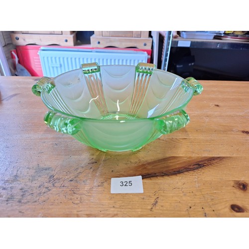 325 - Vintage Green Glass Hermanova Hut Ashtray