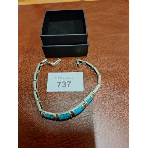 737 - 925 silver + turquoise bracelet