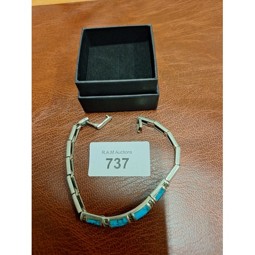 737 - 925 silver + turquoise bracelet