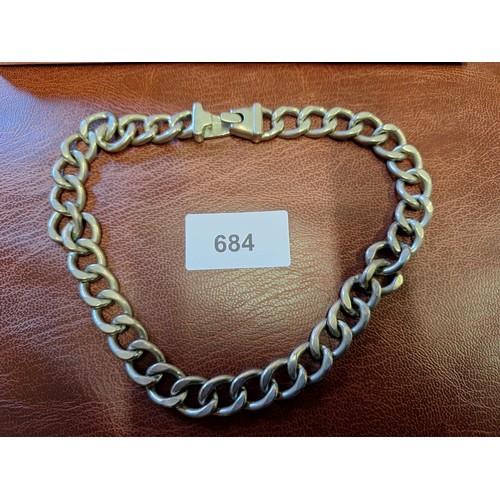 684 - Presented as super heavy solid  silver bracelet no marks but told tested