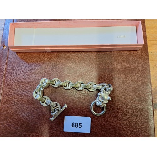 685 - Presented as and marked 925 bulldog + bone heavy heavy bracelet