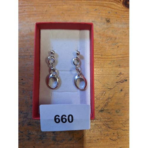 660 - Boxed 925 Silver Drop Earrings