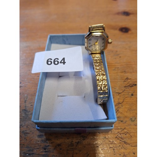 664 - Boxed rotary Swiss made ladies watch