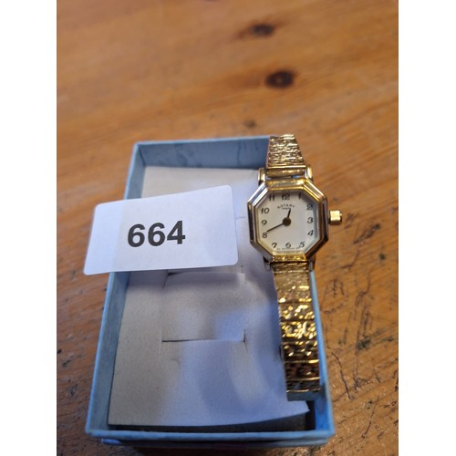 664 - Boxed rotary Swiss made ladies watch