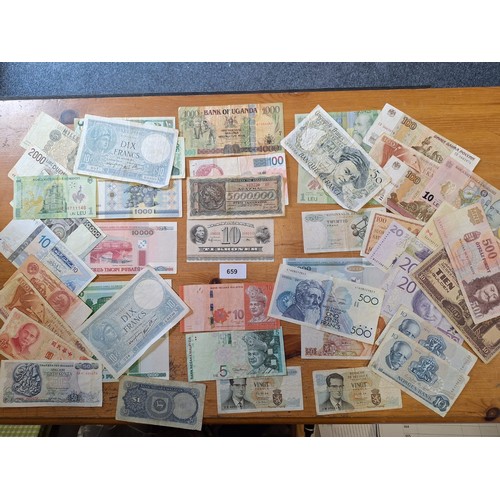 659 - Various banknotes x40+ all sorts