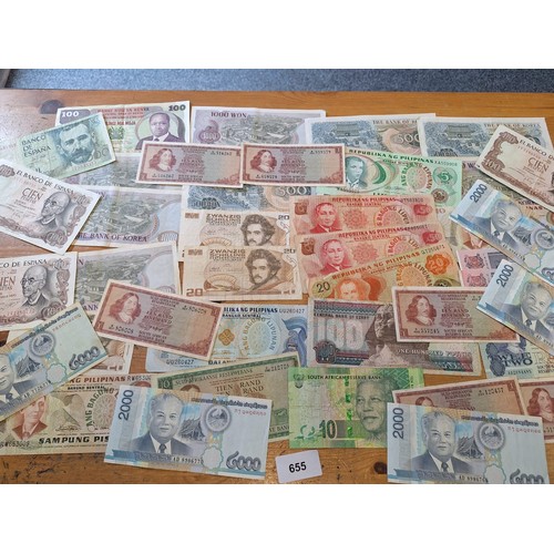 655 - Bank notes various x40+ 
Philippines Spain s.Africa Korea