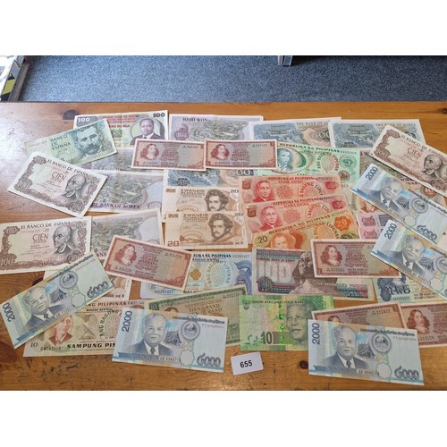 655 - Bank notes various x40+ 
Philippines Spain s.Africa Korea