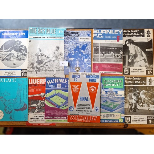 633 - Super collectible vintage MUFC programmes x11 1950s 60s 70s inc. 1968 beneficial final