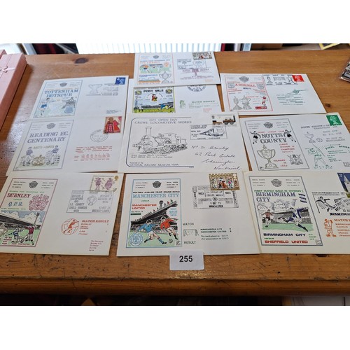 255 - Vintage Football First Day Covers x10 To Include Man City, Crewe, Arsenal Etc