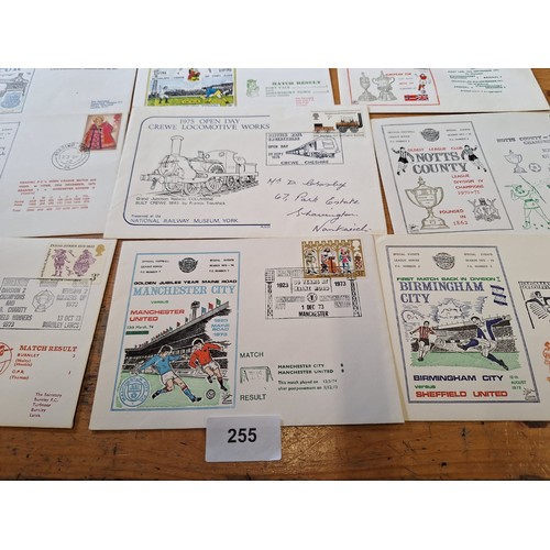 255 - Vintage Football First Day Covers x10 To Include Man City, Crewe, Arsenal Etc