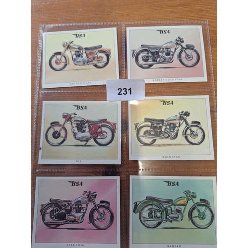 231 - Rare Set Of 6 BSA Bike Cards By Golden Era