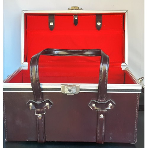 50 - Burgundy Coloured Carry Case/Make Up Case (no key)