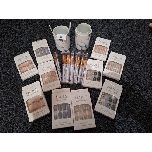 37 - Set of New Make Up Brushes with 10 Packs of Nail Kits