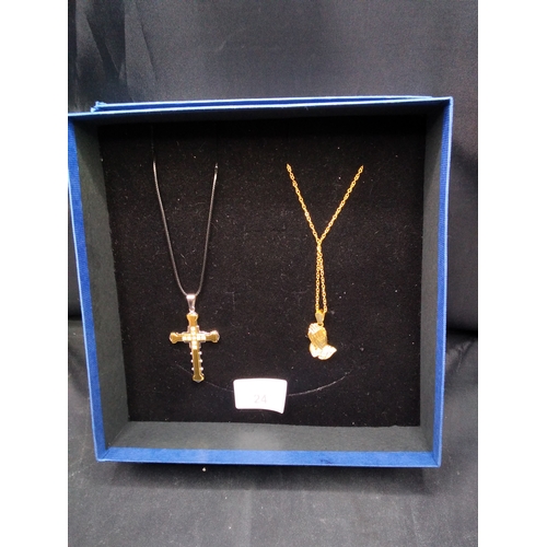 24 - Religious Cross & Praying Hands Necklace