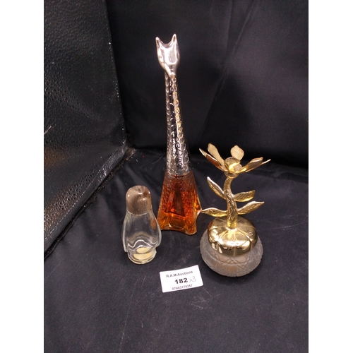 182 - 3 Collectable Perfume Bottles (penguin flower & giraffe)