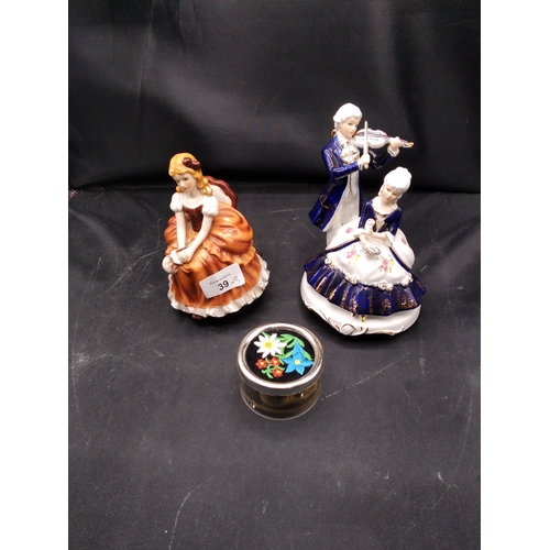 39 - New In The Box Figurine and 2 Musical Box's (1 is a Figure)