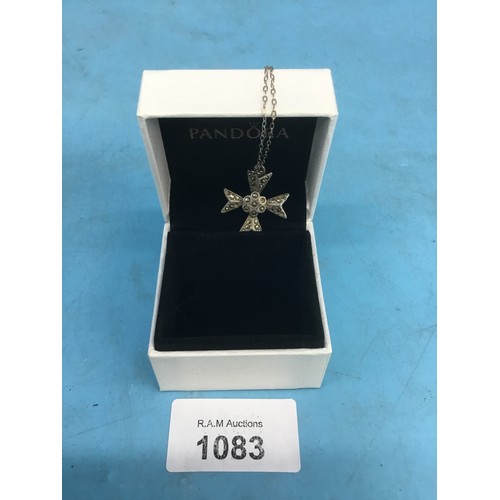 1083 - 925 Silver Chain and a Marcasite Maltese Cross