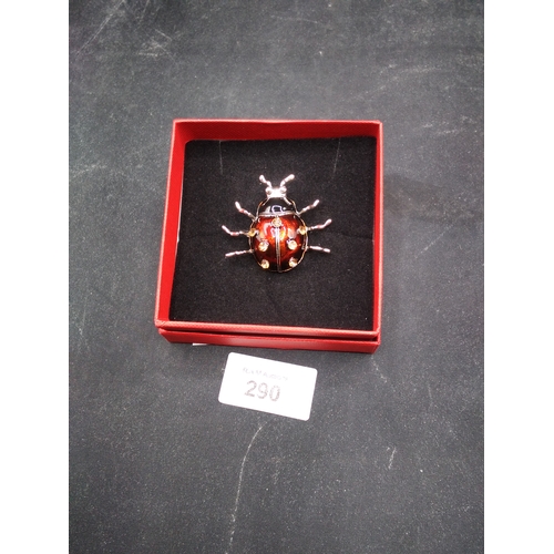 290 - Enamel & Crystal Ladybird Brooch