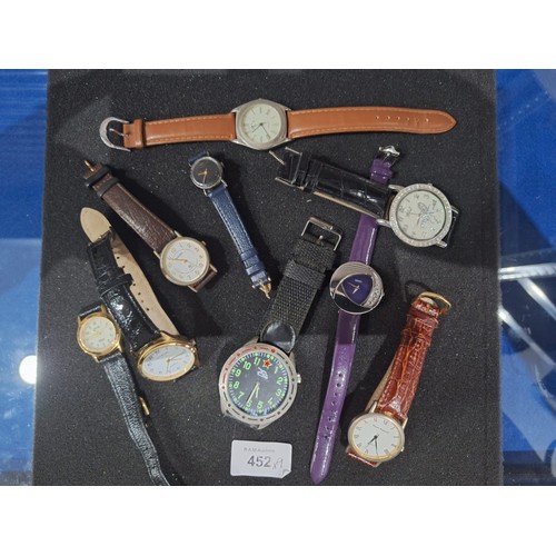 452 - Fashion and Vintage Watches x9 To Include Russian, PCA, Quartz, My Wish, Claudio. Seksy, Zeon  Etc