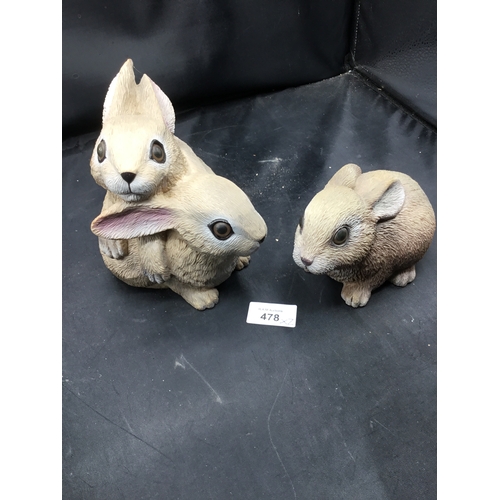 478 - Resin Garden Rabbits x2