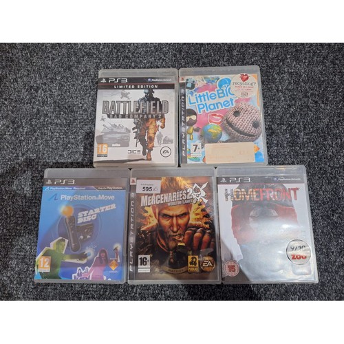 595 - PS3 Games x5 To Include Battlefield, Homefront, Little Big Planet Etc