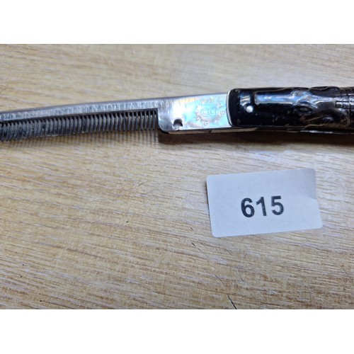 615 - Vintage Black Alligator Switchblade Comb