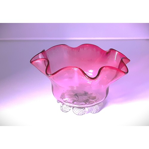 628 - Antique Cranberry Glass Bowl