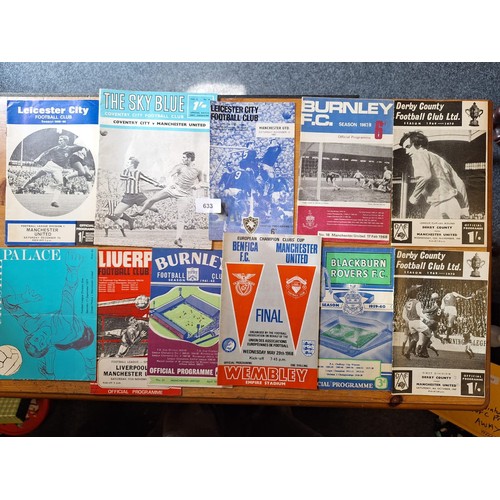 633 - Super Collectable Vintage MUFC Programmes x11 1950s, 60s and 70s To Include 1968 Beneficial Final