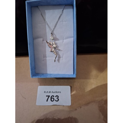 763 - Boxed 925 Stoned Necklace and a Fairy Pendant