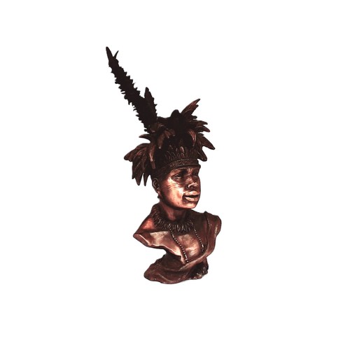 779 - Bronzed Effect African Tribal Bust - Signed