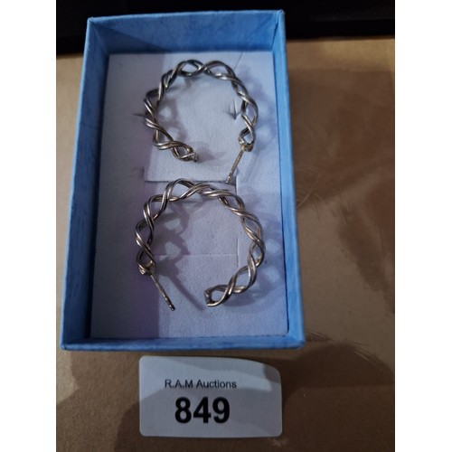 849 - Boxed Large 925 Silver Loop Twist Earrings