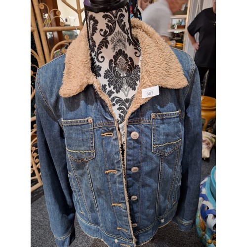 893 - Old Navy Vintage XL Fur Lined Denim Jacket