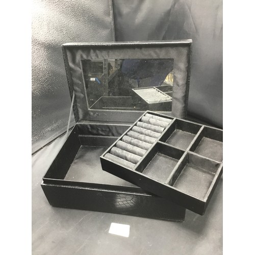 917 - Large Black Jewellery Box with Lift Out Shelf