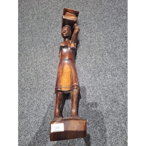 386 - Large African Wooden Lady Carrying Water