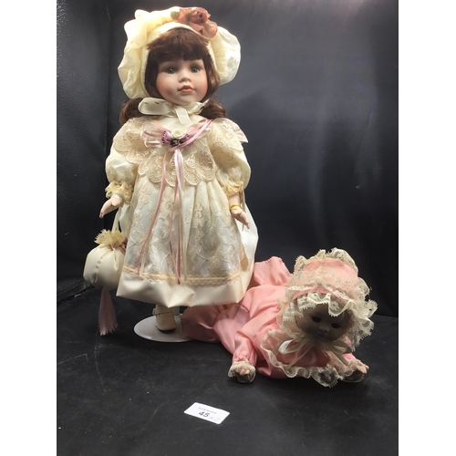 45 - Porcelain Dolls x2 By Regency and Leonardo Collection Original Boxed Baby Doll and Chloe