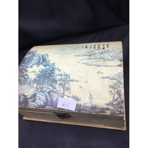 676 - Vintage Chinese Domed Decorated Box (Marked)