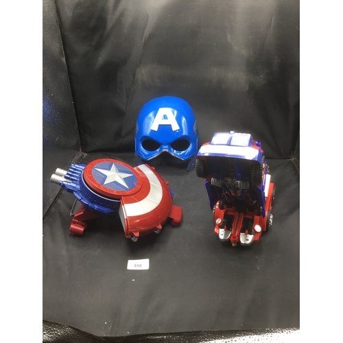 358 - Avengers Mask, Shield and a Transformers Truck