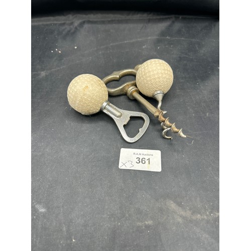 361 - Golf Ball Corkscrew, Bottle Opener and a Vintage Corkscrew